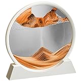 Uonlytech Bewegliche Sandmalerei Desktop Dekoration Runde Glasflasche Hohe Transparenz Fließender Quicksand Geschenk für Büro und Zuhause