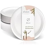 wisefood Zuckerrohr Teller - 100 Stück flache Bagasse Einwegteller rund weiß ∅ 26cm - Einmal Pappteller ideal als Partyteller oder Speiseteller - Nachhaltiges Zuckerrohr Geschirr ohne PLA/PE