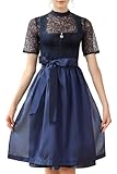 EIISSION Dirndl Damen midi Lang Dirndl Blau Trachtenkleid Trachtenrock Dirndl-Komplettsets Trachtenmode Trachten Damen mit 3 Teilig Schürze Dirndlbluse Oktoberfest Dresses Dirndlkleid 34