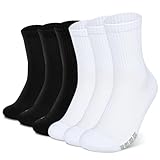 HIKERHEAVENLAR Gepolsterte Sportsocken für Herren und Damen atmungsaktive Laufsocken Anti-Blasen-Performance-Sporttrainersocken Fußball Tennis Radfahren Basketball Wandern 37-42 3Schwarz3Weiß M 6P