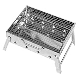 MOTHNUR Edelstahl Barbecue Grill Robust Langlebig Faltbar für Outdoor Camping Holzkohlegrill Zuverlässiger Praktischer Gartengrill mit Einfacher Reinigung