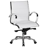 Amstyle Bürostuhl Salzburg 2 Bezug Echtleder Design Schreibtischstuhl X-XL 120 kg Chefsessel höhenverstellbar Drehstuhl ergonomisch mit Armlehnen Polster niedrige Rücken-Lehne Wippfunktion niedrig weiß