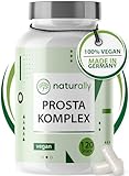 naturally Prostata Kapseln hochdosiert [120 Stück] - Prostata Komplex Kapseln mit Kürbiskern, Brennnessel, Sägepalmenextrakt, Vitamin E, Zink, Selen - vegan, prosta, pygeum africanum, saw palmetto