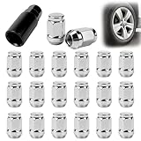 UVVRUR Radmuttern Radmutterkappen 20 Stück Radmuttern M12x15 Chrom Schrauben Kappen Geschlossen Kegelbund 60° für mit Ford, Toyota, Honda, Mazda (A-M12X1.5,Silber)