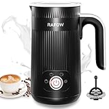 Milchaufschäumer Elektrisch 4 in 1 - Automatische Milchschäumer 350ml Großes Fassungsvermögen Milch Dampfer Geräuschloser für Heißer Kalter Milchschaum Heiße Schokolade Latte Cappuccino Schwarz