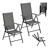 eSituro 2er Set Gartenstühle,Gartenstuhl Hochlehner klappbar, 7-Fach verstellbare Rückenlehne, wetterfest, 150 kg Belastbar, für Garten Balkon Terrasse, Schwarz Grau