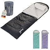 Skandika Deckenschlafsack Skye | Schlafsack 3 Jahreszeiten, mit Kissen, koppelbar, 220 x 75 cm, 250g/m² Mikrofaserfüllung, Innentasche, waschbar | Schlafsäcke Outdoor (Dunkelgrau | RV rechts)