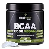 BCAA Tabletten 360 Stk. - 1000mg BCAA pro Tablette & Vitamin B6 - Fitness BCAA Tabletten hochdosiert - essentielle Aminosäuren L-Leucin, Valin, Isoleucin - BCAA vegan Tabletten ohne Magnesiumstearat