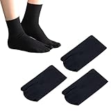 SUNTRADE Japanische Tabi-Socken für Damen, geteilte 2-Zehensandalen, dünn, atmungsaktiv, Crew-Knöchelsocken für sportliche Sommerlauf, Frühling, 3 Paar, Schwarz, Einheitsgröße