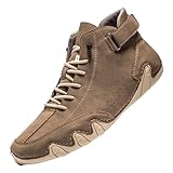 High Top Lederstiefel für Herren und Herren, Wanderstiefel, Leder, wasserdicht, Trekking, Sneaker, Outdoor, Camping, Sneaker, langlebige Arbeitsschuhe, rutschfeste Wanderschuhe mit Touch-Verschluss
