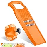 Börner Roko PowerLine Gemüseschneider Set mit Fruchthalter (2-tlg.) • Feiner Streifenschneider für Obst & Gemüse + Gemüsehalter • Julienne Schneider • Gemüsehobel Set • Farbe: Orange