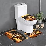 Afrikanischer Elefant Druck 3-teiliges Badteppiche Set, Badematte und WC-Vorleger und Toilettendeckel Abdeckung für Zuhause Deko