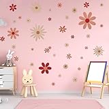 COMNICO 40 Stück Wandtattoo Blumen Gänseblümchen Wandaufkleber Boho-Stil Niedliche Wanddekoration Aufkleber Wandsticker für Schlafzimmer, Klassenzimmer, Wohnzimmer, Wandkunst (4 Blatt)