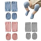 JCTRRJ 3 Paar krabbelstrumpfhose baby, 3 Paar Anti Rutsch Socken Baby, Knieschoner Baby Krabbeln, Krabbelhilfe für Babys, Krabbelsocken Baby für 0-24 Monate Jungen Mädchen Rutschfeste