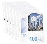 Agoer 100er Prospekthüllen A4 Stabil, Klarsichthüllen A4 Transparent, Genarbt, 160 my Dokumentenhüllen A4 Folienhüllen Zur Aufbewahrung für Papier, Fotos, Dokumenten