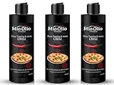 3 x MioOlio Gewürzöl Chiliöl, passt zu Pizza, Pasta, Gemüse, Fleisch etc., zum Kochen, Braten und Nachwürzen aller Speisen, ohne künstlichen Aromen, ohne Palmfett