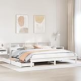 Xichuzi Massivholzbett mit Regal ohne Matratze Weiß 180x200 cm Kiefer, Bett, Bed Frame, Familienbett, Bettrahmen, Bett Gestell, Bett Rahmengestell, Schlafzimmer Bett - 3309801