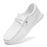 JUEQIBAA Herren Schuhe Freizeitschuhe Bootsschuhe Walkingschuhe Bequem Slip-On Für Herren Lässig Leicht rutschfest Die Bootsschuhe Der Männer Weiß Größe EU 45