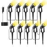 Yuusei Gartenbeleuchtung mit Strom, 10 in 1 Pack 31M Gartenlampen für Draußen, 3000K Warmweiß 27V LED Gartenleuchten mit Strom, IP65 Wasserdicht Gartenstrahler für Outdoor, Garten, Pflanzen, Hof