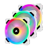 Corsair LL120 RGB LED PWM PC-Gehäuselüfter (120mm Dual Licht Loop RGB LED, Dreierpack mit Lighting Node PRO) weiß