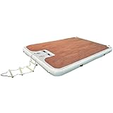 Dxysyldrun 3 * 3m/10 * 10ft,Wasser Holzmaserung rutschfeste Aufblasbare Matte, Eva Offshore Yacht Dock Unterstützung Aufblasbare Schwimmende Plattform Rest Plattform Wasser Schwimmbett