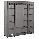 Faltbarer Kleiderschrank, 150x45x176 cm, grau, Vliesstoff, Metallrohre – staubgeschützter Stoffschrank, platzsparender Organizer, mit Abdeckung & Fächern, ideal für Schlafzimmer, Keller, Camping