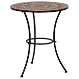 vidaXL Mosaik Bistrotisch Gartentisch Balkontisch Mosaiktisch Terrassentisch Tisch Beistelltisch Gartenmöbel Orange Grau 60cm Keramik