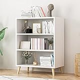 Bücherregal 3/4/5-stufiges schmales Bücherregal, modernes einfaches Bücherregal mit Massivholzbeinen, schmales Bücherregal aus Holz für den Innenbereich für Heimdekoration, Bücher, Pflanzen und mehr