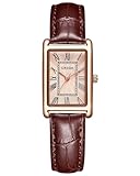 CIVO Damenuhr Lederarmband Armbanduhr Damen: Braun Rechteckig Analog Quarz Uhren für Damen Retro Klassisch Kleid