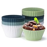 24er Set Silikon Muffinförmchen – Backformen aus BPA-freiem Silikon für Muffins und Cupcakes – Wiederverwendbare, antihaftbeschichtete Cupcakeförmchen für Kuchen, Eincreme und Pudding