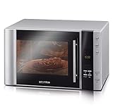 SEVERIN 3-in-1 Mikrowelle mit Grill und Heißluftfunktion, Minibackofen mit 10 Automatik-Programmen, multifunktionale Mikrowelle mit Drehteller und Grillrost, silber/schwarz, MW 7775
