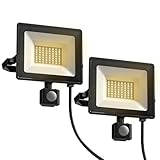 HOMCOM Baustrahler 2er Set 50W 5500LM 6000K IP65 Drehbar Dimmbar Arbeitsleuchte mit 3 Lichtmodi Kabel, tragbar Werkstattlampe für Garage Werkstatt Baustelle