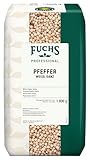 Fuchs Professional - Pfeffer weiß ganz | Schonend sonnengetrocknet, zum Würzen von hellen Saucen | Profi-Qualität für Großverbraucher und Gastronomie | 1 kg im recyclebaren Beutel
