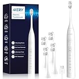 IKERY Schallzahnbürste - Elektrische Zahnbürste mit 5 Putzmodi sauberere Zähne - IPX7 Schallzahnbürste USB-Ladegerät für Erwachsene Toothbrush Integrierter Timer mit 4 abgerundeten Bürstenkopf