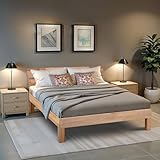 Coemo Massivholzbett 140 x 200 cm Leah aus geöltem Buchenholz - Klassisches Design, ergonomische Liegehöhe, mit Stauraum und Kopfteil, Stabilität bis 230 kg, Nachhaltiges Schlafzimmermöbel