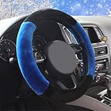 Winter-Plüsch Fell Auto Lenkradbezug niedlich für 95% Auto Styling Blau