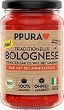 PPURA Bio Bolognese mit Rindfleisch 340g – Traditionelle Bolognese Sauce mit 100% Bio-Rindfleich, Pasta Sauce mit 100% natürlichen Zutaten, ohne Zucker & Zusatzstoffe – Made in Italy