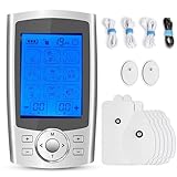 Tosucs TENS EMS Gerät, Zweikanal Elektrostimulationsgerät Mit 10 TENS Elektroden Pads, 36 Modi Schmerzlinderung & Muskelaufbau am Rücken, staubiger Aufbewahrungstasche mit Kordelzug