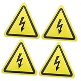VALICLUD 4 Stück Hochspannung Warnaufkleber Elektrische Gefahr Etiketten Selbstklebende Sticker für Sicherheitswarnungen Fabriken Laboren und Baustellen Gelb Leicht Anzubringen