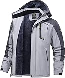 QPNGRP Wasserdichte Ski-Snowboardjacke für Herren, Winter, winddichter Schneemantel, Helles Dunkelgrau, 3XL