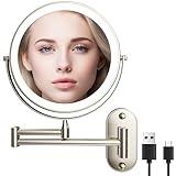 jutyum kosmetikspiegel wandmontage Kosmetikspiegel mit 1X/10X Vergrößerung LED Beleuchtung Spiegel Wandmontage schminkspiegel mit Beleuchtung Dimmbarer Schminkspiegel 3 Farben Cosmetic Mirror