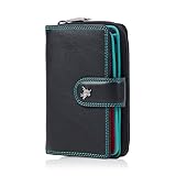 Visconti Bifold Leder Damen Geldbörse Colorado Combination Leather mehrfarbig Purse (CD-22) RFID, Schwartz/Multi (Black Multi), Large