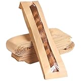 100 Stück Kraftbeutel, Papier-Fenster-Brotbeutel zur Aufbewahrung, Bäckereibeutel für französisches Brot, 23,2 × 4,3 × 1,6