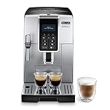 De'Longhi Dinamica ECAM 350.35.SB Kaffeevollautomat mit Profi-Milchaufschäumdüse für Cappuccino, Espresso, Kaffee und Long Coffee Direktwahltasten, Klartext Digitaldisplay, 2-Tassen-Funktion, Silber