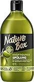 Nature Box Spülung Kräftigung (385 ml), Spülung mit Oliven-Öl verleiht gepflegtes langes Haar und schützt vor Haarbruch, Flasche aus 100 % recyceltem Social Plastic