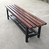 Rückenfreie Gartenbank für 23 Personen, Sitzgelegenheit im Freien, mit Hocker aus Kiefernholz und Aufbewahrungsregal, 500 kg Kapazität, perfekt für Hinterhof, Balkon, Veranda, Deck & Park