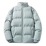 WAZHAKU Herren Klassische Unifarben Warme Jacke Daunenjacke mit Kapuze Männer Lässiges Down Coat Pufferjacke Daunenmantel Outdoorjacke Steppjacke Herbst Winter Übergangsjacke für Wandern Camping