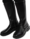 MWbetsy Männer Kniehohe Lederstiefel Unisex Reitstiefel Stage Performance Schuhe mit weitem Bein Mittlere Waden Full Zip Rundkopf Long Tall Stiefel,Schwarz,44