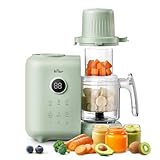 Bear 6-in-1 Dampfgarer mit Mixer Premium Babynahrungszubereiter,Dämpfen, automatisches Rühren, Milcherwärmung, Desinfektion, Selbstreinigungsfunktion, Automatische Reinigungsfunktion, BPA-frei