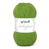 Gründl Lisa Premium Uni Strick- & Häkelgarn (weicher und wollartiger Charakter, pflegeleichtes waschbares Strickgarn aus 100% Polyacryl, 50 g/ 133 m, Nadelstärke: 3,5 - 4,5, 1 Knäuel á 50 g), grün